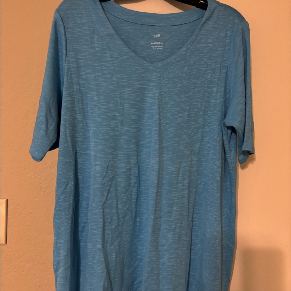 J. Jill Sky Blue Pima Slub Elbow-Sleeve Tee #7